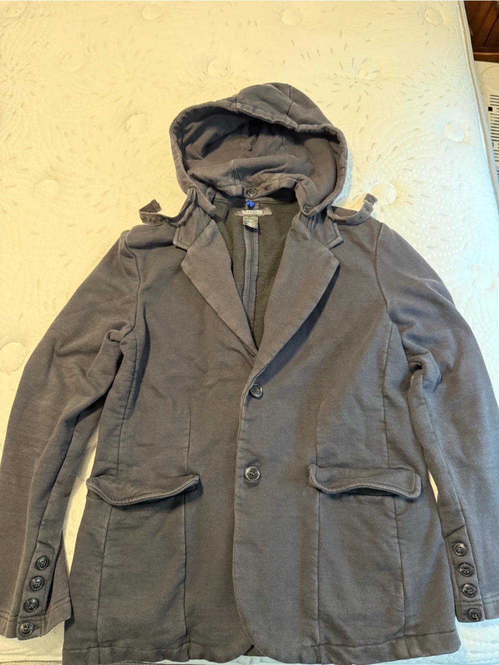 Kenneth Cole Reaction Dark Gray Lightweight Shirt Jacket with Hood